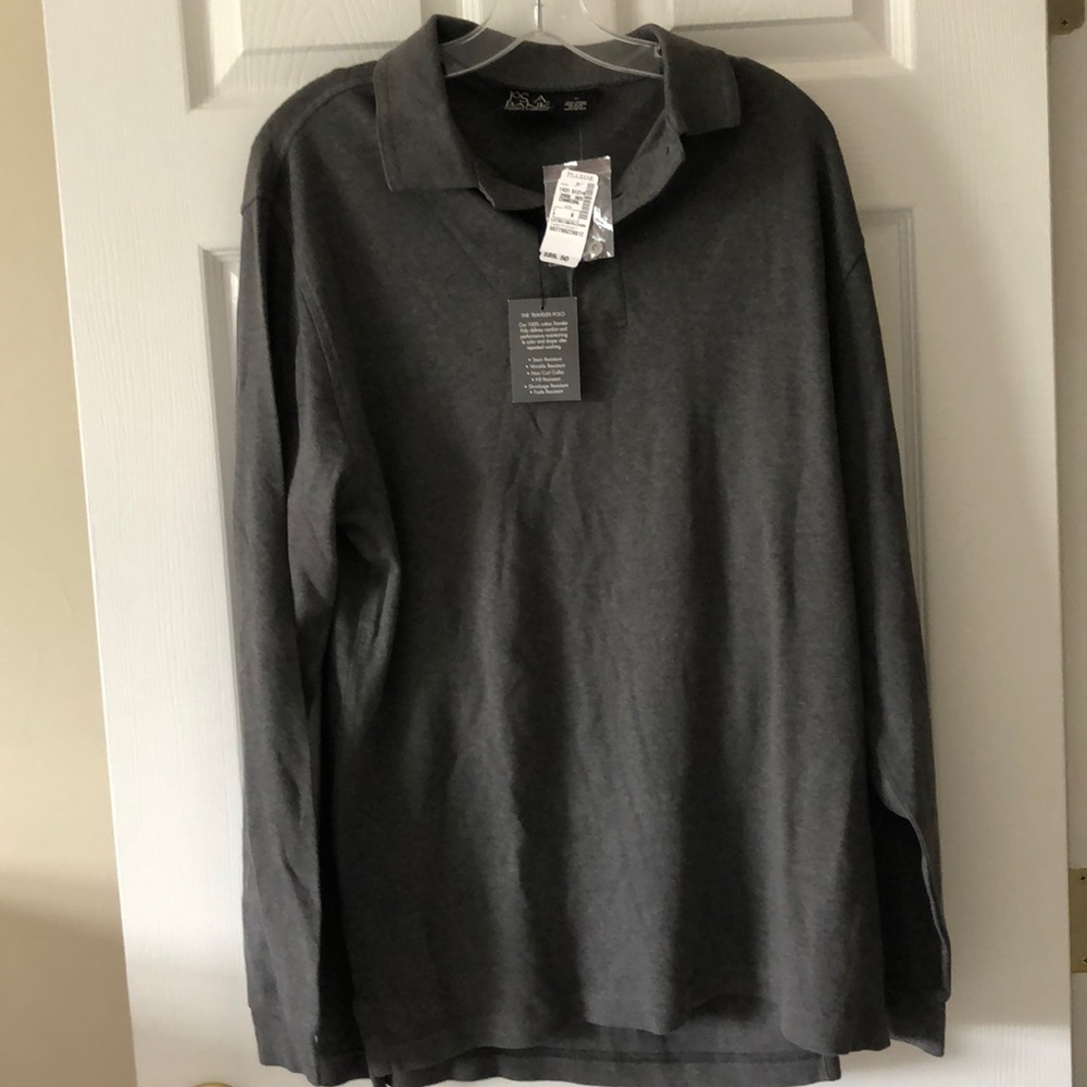 Jos A Bank new long sleeve polo. Grey with tags